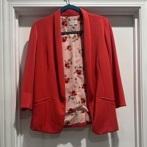 Skies Are Blue Coral Blazer with Floral Lining